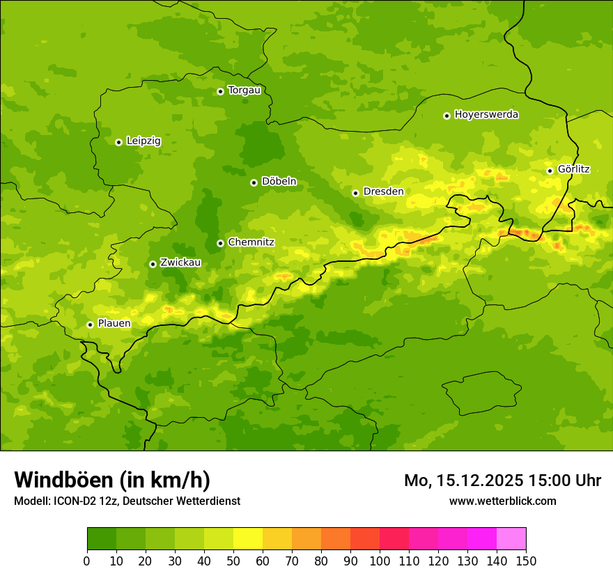 Modellkarten Windgeschwindigkeit