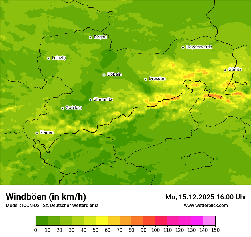 Modellkarten Windgeschwindigkeit