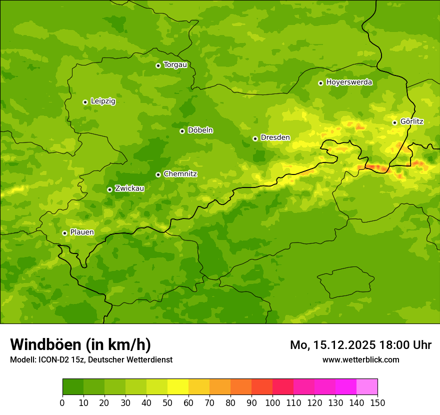 Modellkarten Windgeschwindigkeit