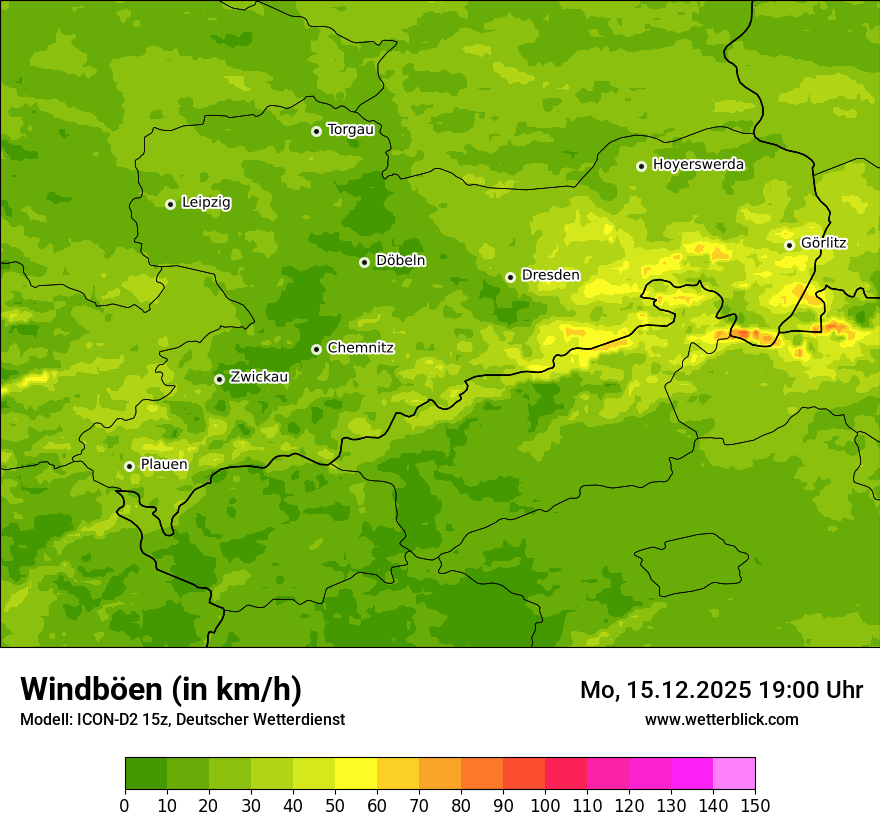 Modellkarten Windgeschwindigkeit