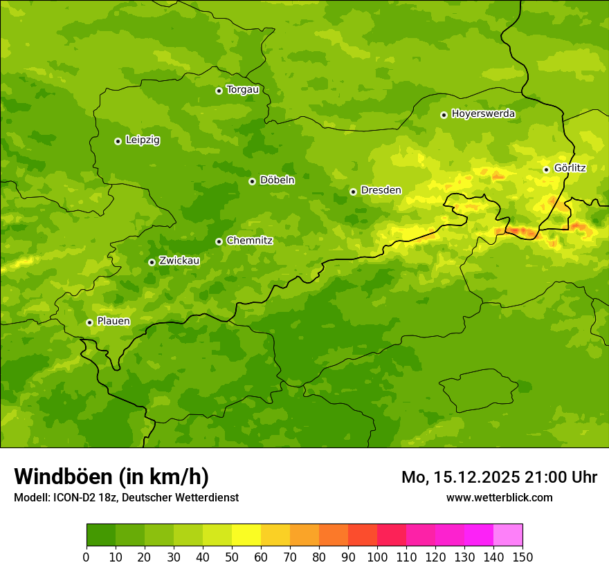 Modellkarten Windgeschwindigkeit