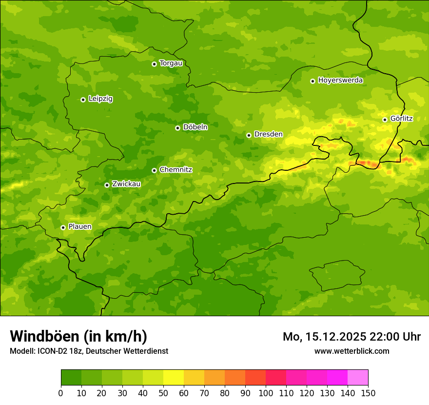 Modellkarten Windgeschwindigkeit