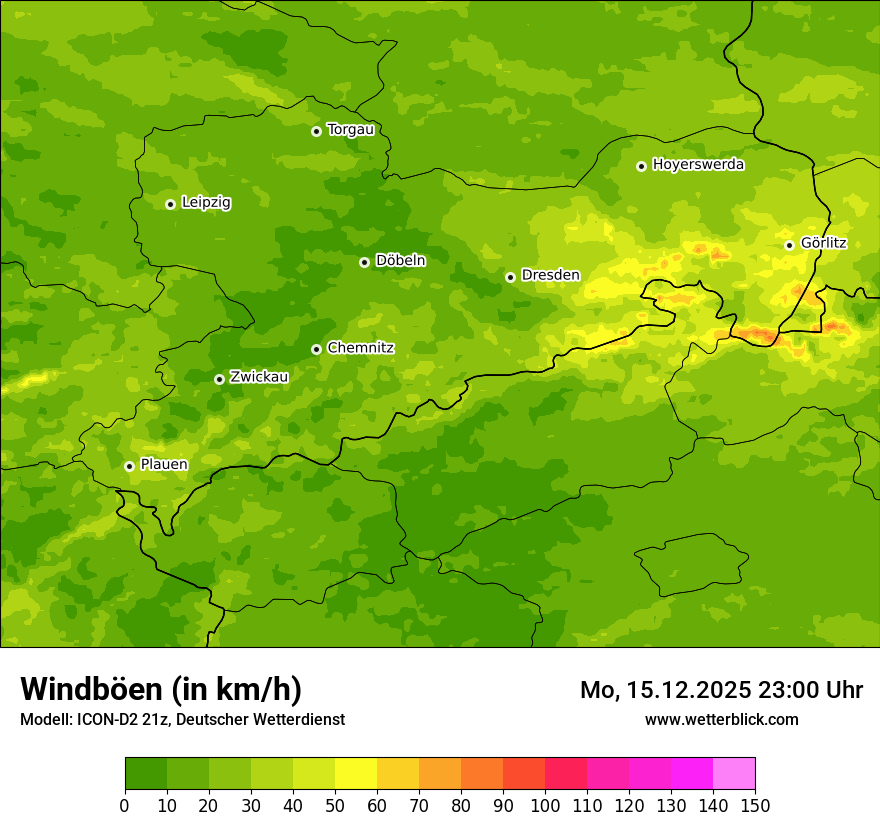 Modellkarten Windgeschwindigkeit