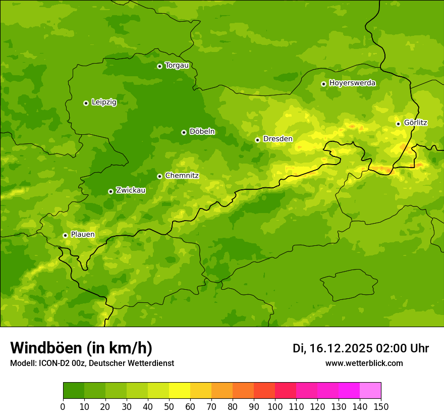 Modellkarten Windgeschwindigkeit