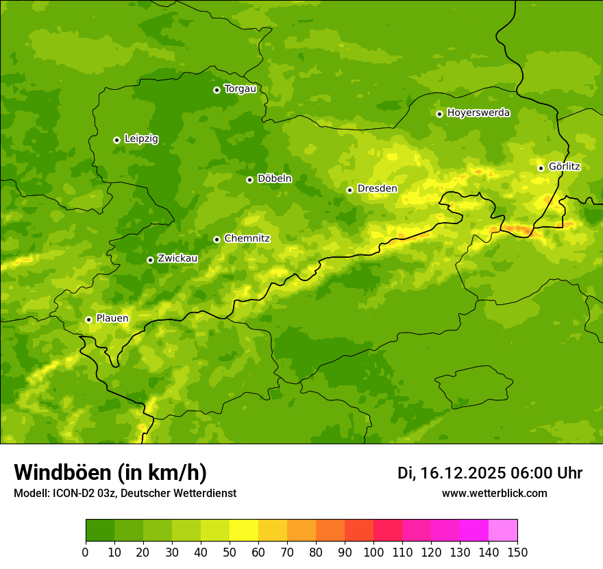 Modellkarten Windgeschwindigkeit