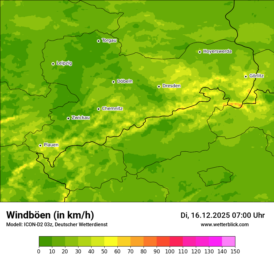 Modellkarten Windgeschwindigkeit