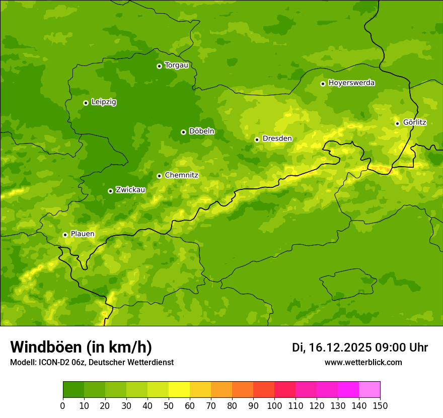 Modellkarten Windgeschwindigkeit