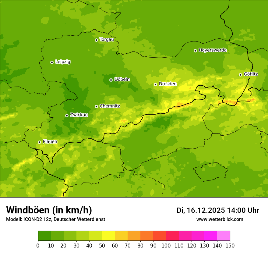 Modellkarten Windgeschwindigkeit