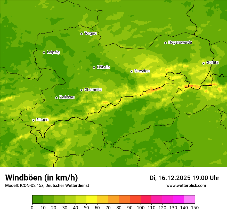 Modellkarten Windgeschwindigkeit
