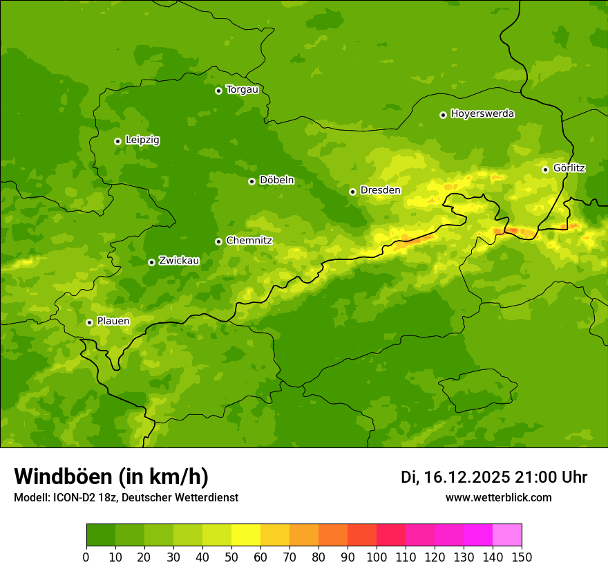 Modellkarten Windgeschwindigkeit
