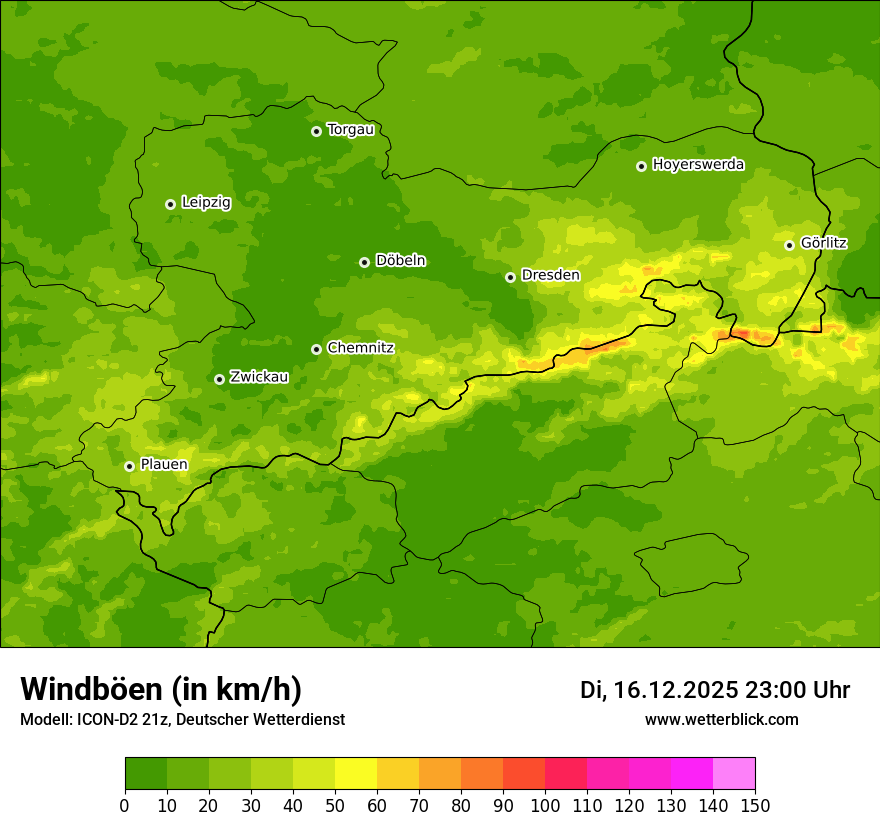 Modellkarten Windgeschwindigkeit