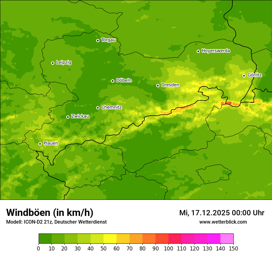 Modellkarten Windgeschwindigkeit