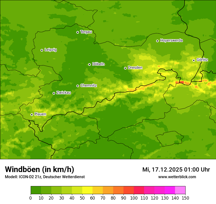 Modellkarten Windgeschwindigkeit