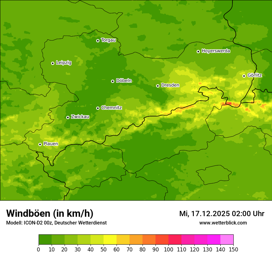 Modellkarten Windgeschwindigkeit