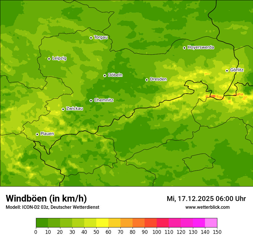Modellkarten Windgeschwindigkeit
