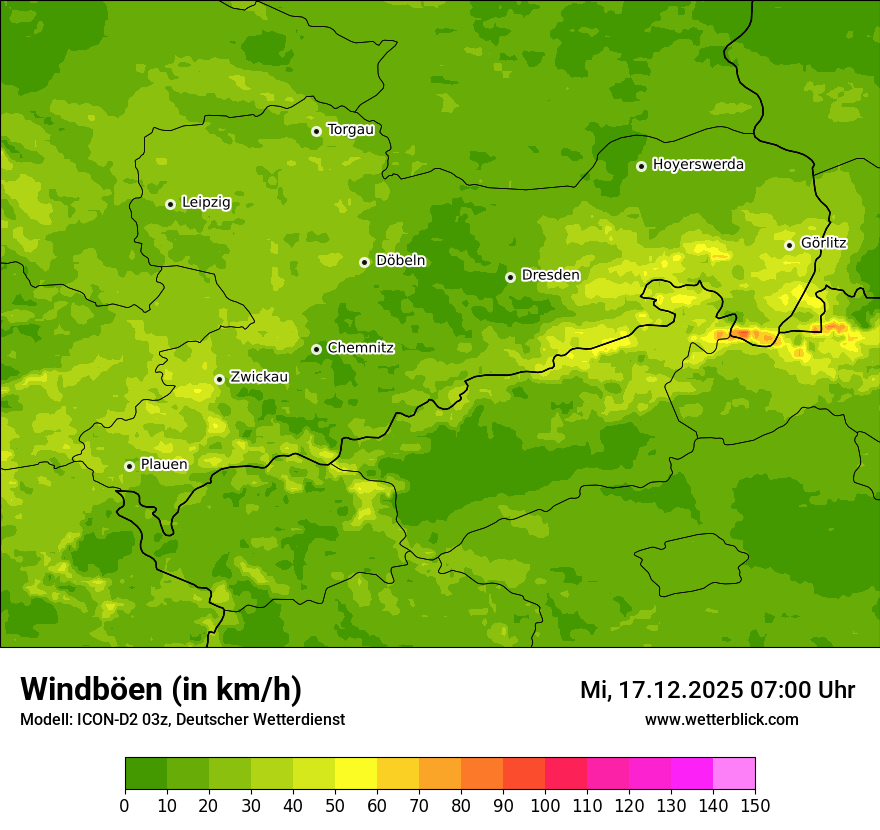 Modellkarten Windgeschwindigkeit