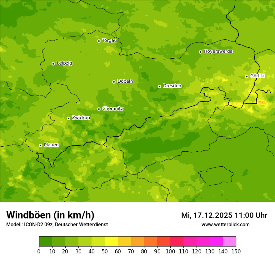 Modellkarten Windgeschwindigkeit