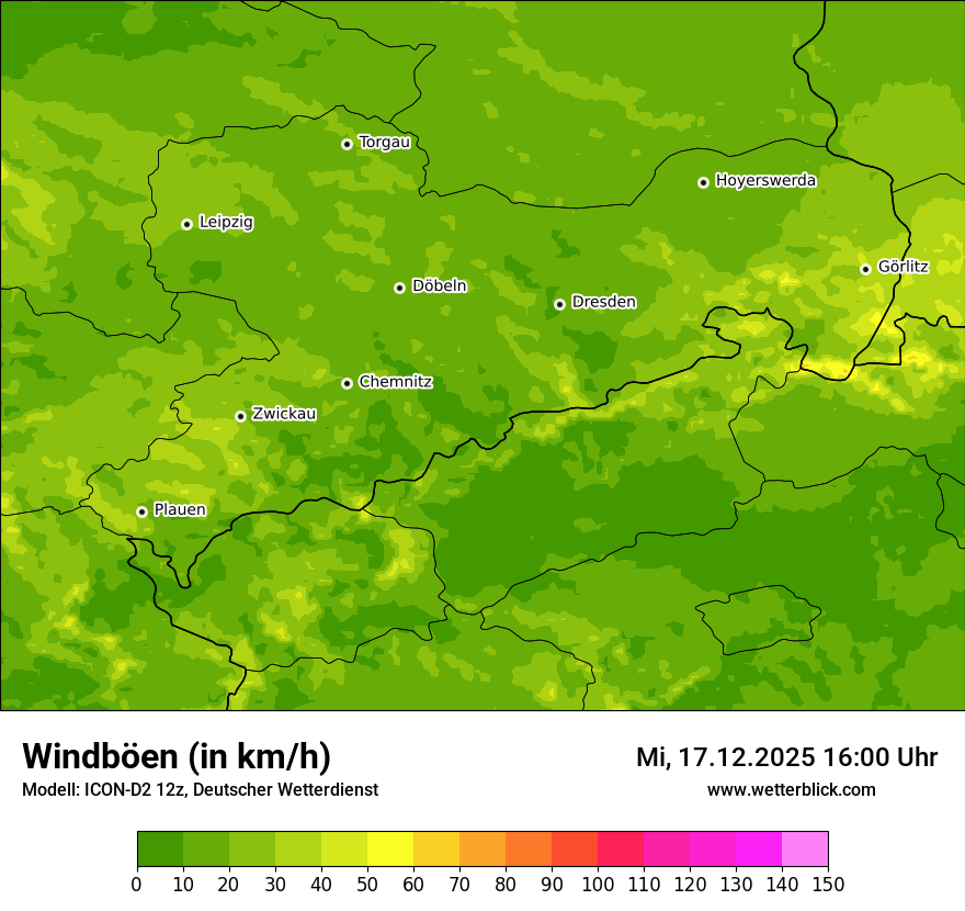 Modellkarten Windgeschwindigkeit
