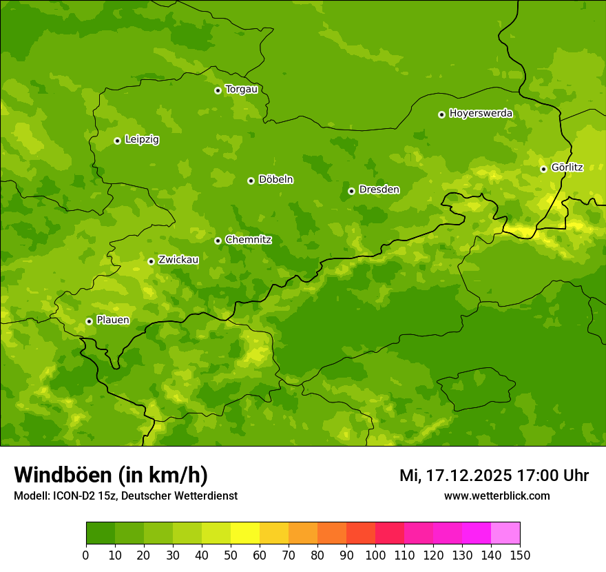 Modellkarten Windgeschwindigkeit