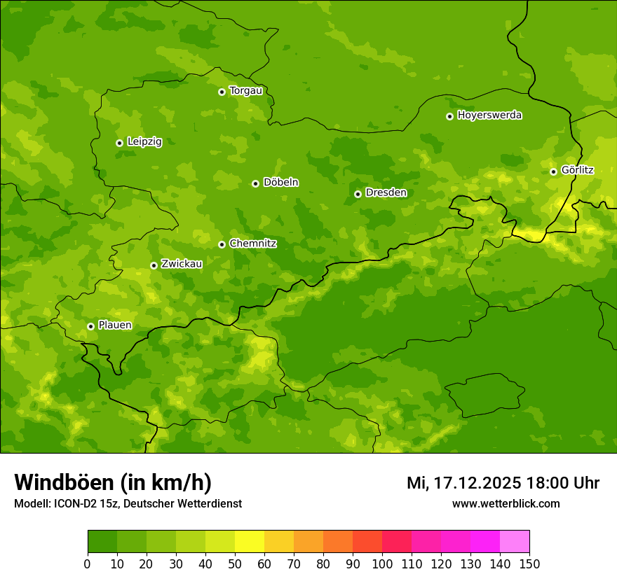 Modellkarten Windgeschwindigkeit