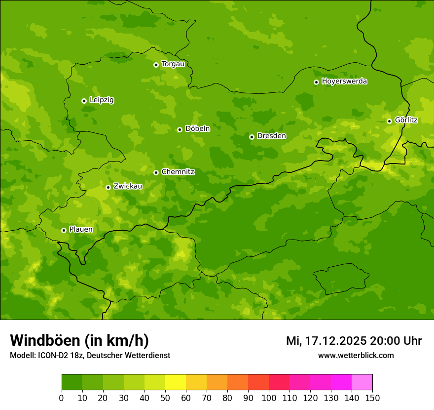 Modellkarten Windgeschwindigkeit