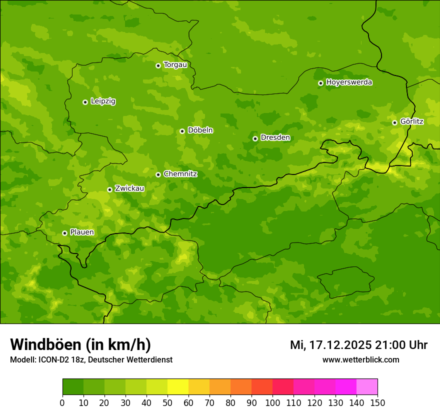 Modellkarten Windgeschwindigkeit