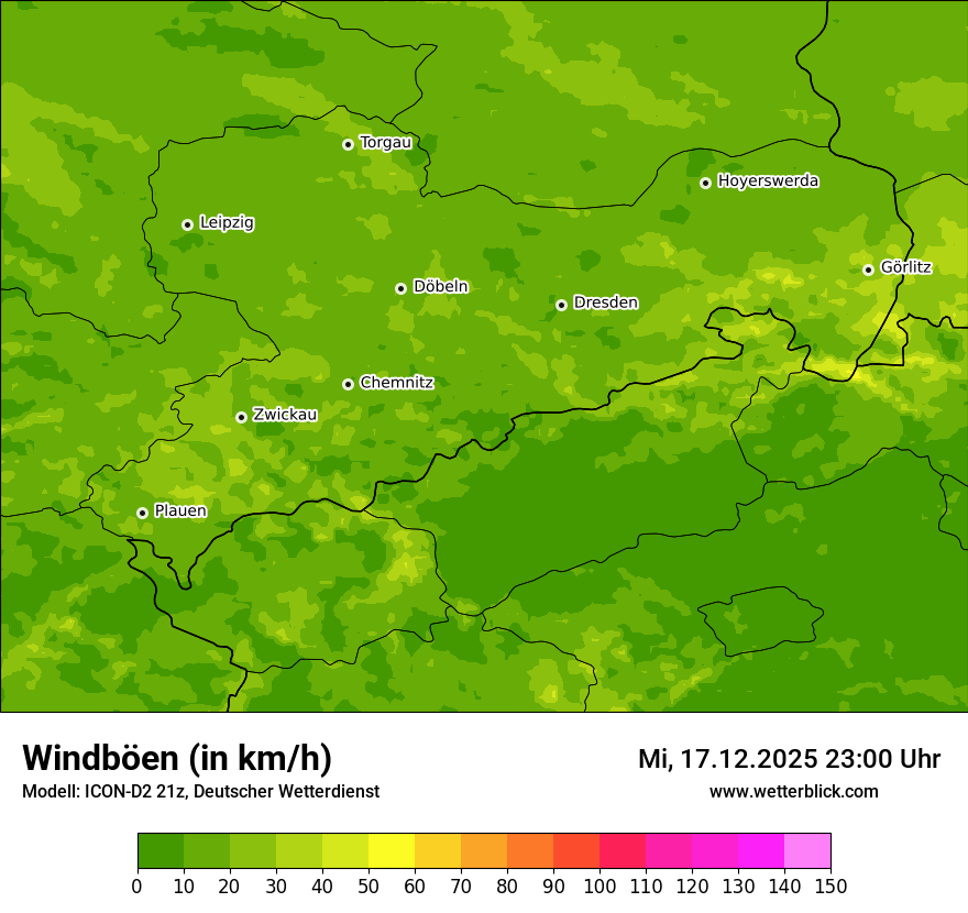 Modellkarten Windgeschwindigkeit