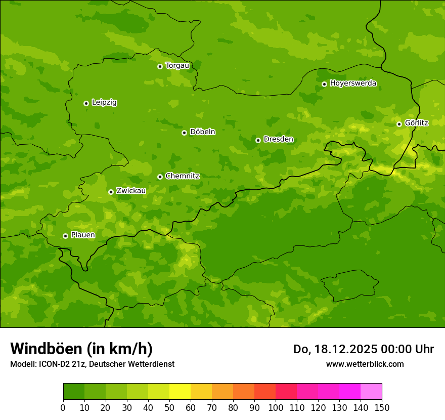 Modellkarten Windgeschwindigkeit