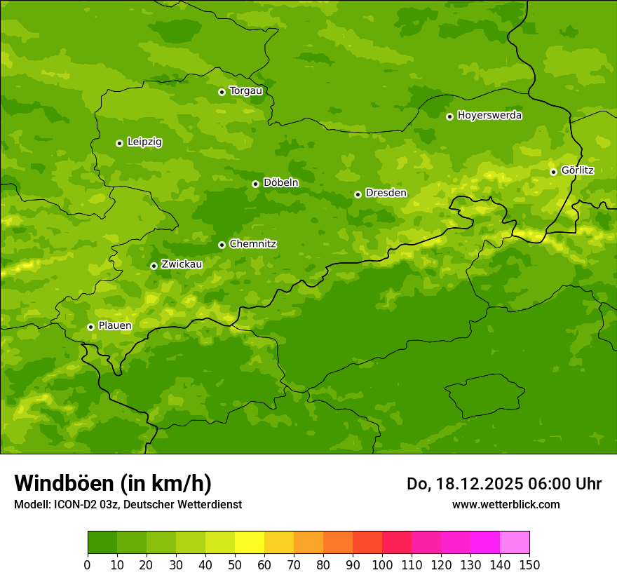Modellkarten Windgeschwindigkeit