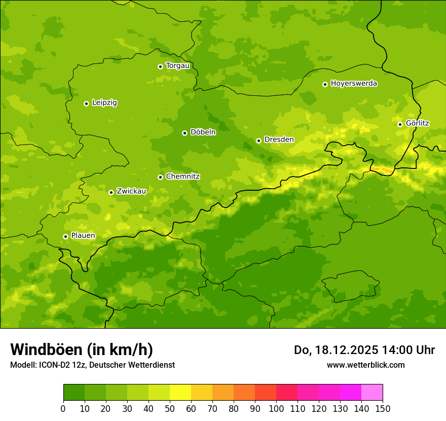 Modellkarten Windgeschwindigkeit