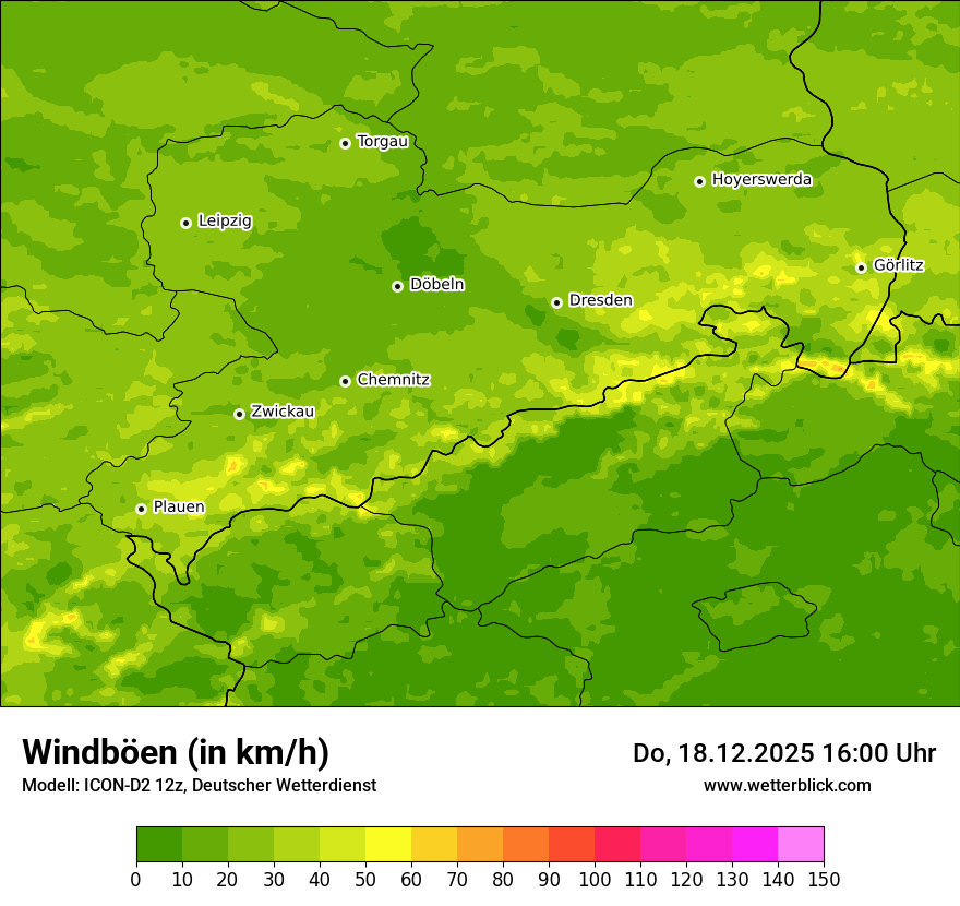 Modellkarten Windgeschwindigkeit