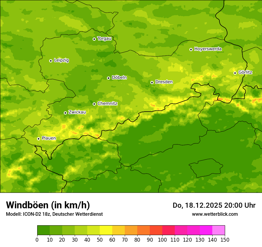 Modellkarten Windgeschwindigkeit