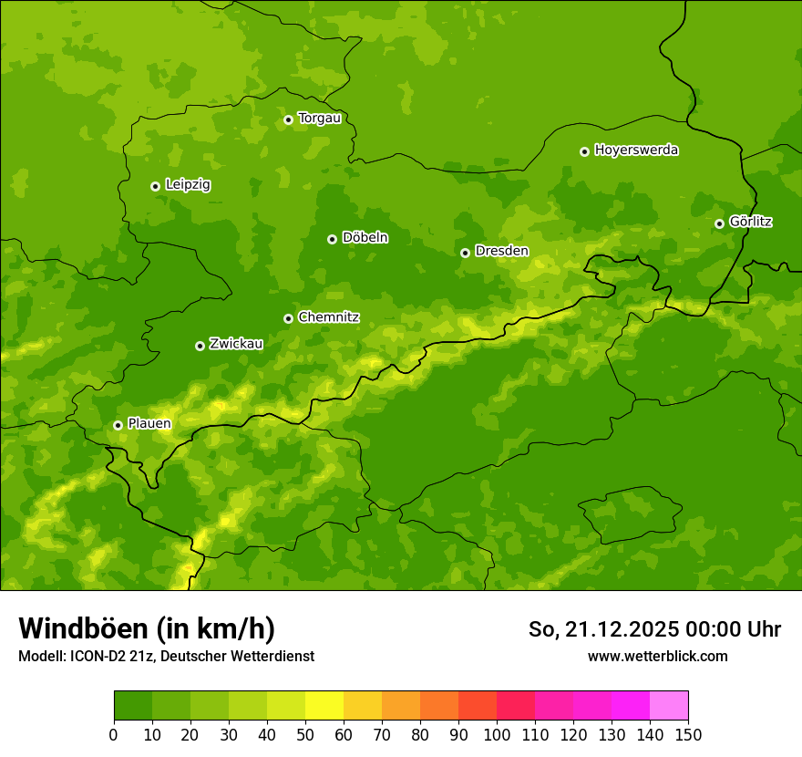 Modellkarten Windgeschwindigkeit