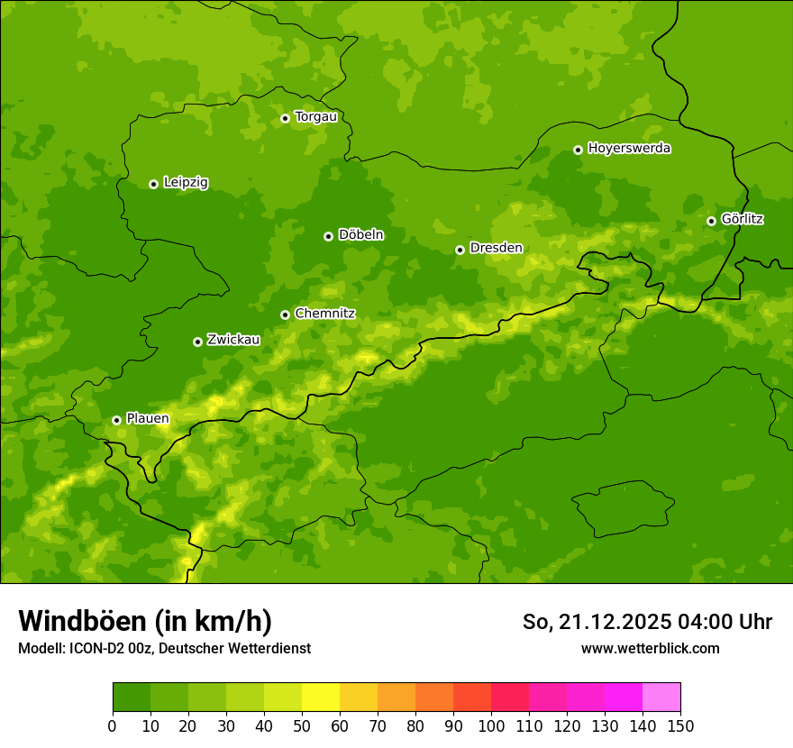Modellkarten Windgeschwindigkeit