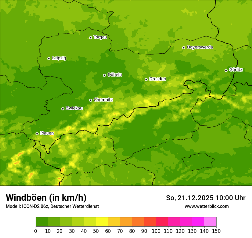 Modellkarten Windgeschwindigkeit