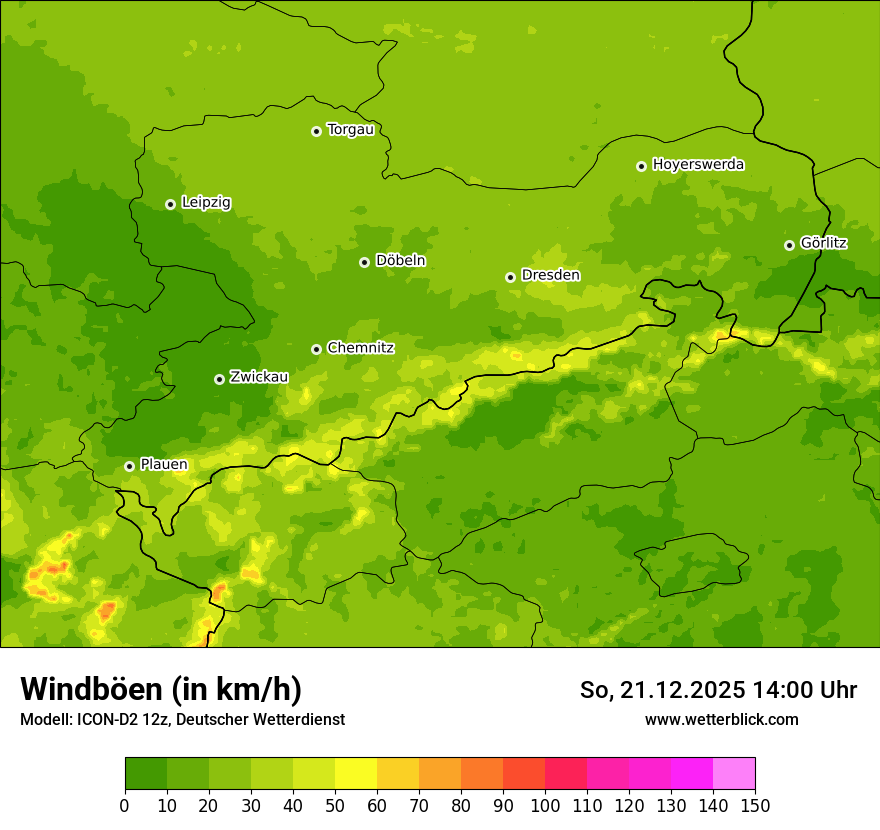 Modellkarten Windgeschwindigkeit