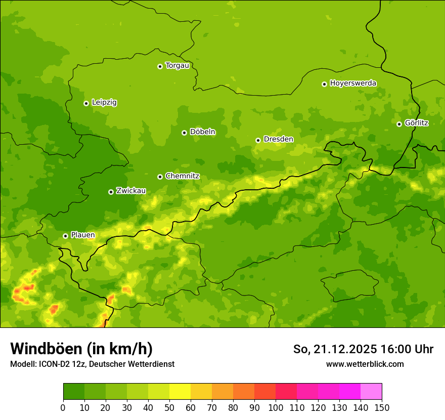 Modellkarten Windgeschwindigkeit