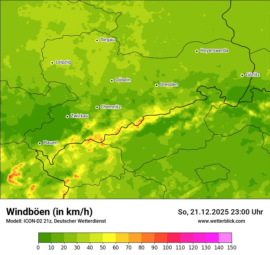 Modellkarten Windgeschwindigkeit
