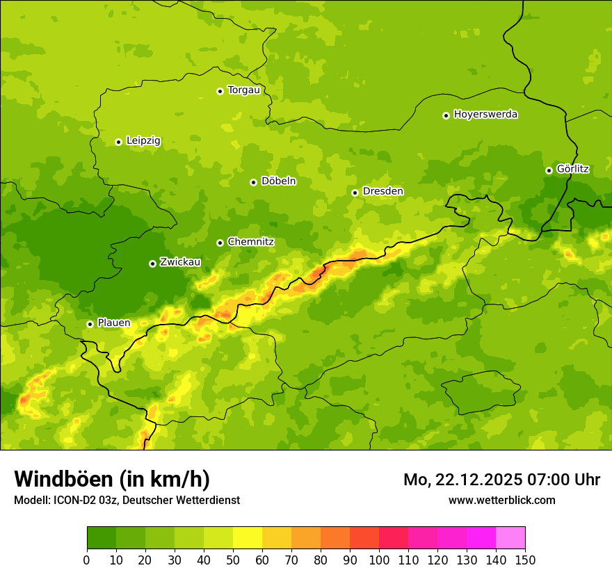 Modellkarten Windgeschwindigkeit