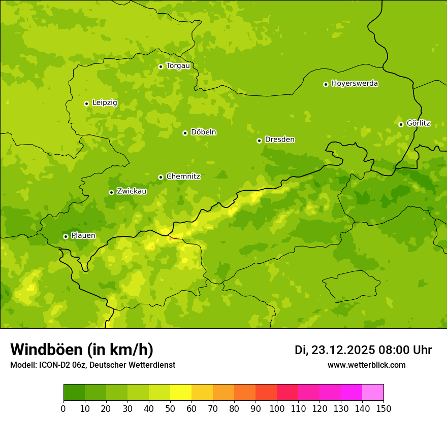 Modellkarten Windgeschwindigkeit