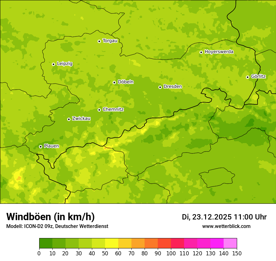 Modellkarten Windgeschwindigkeit