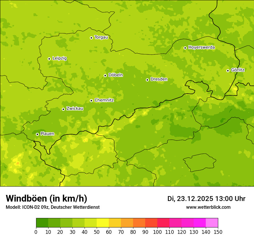 Modellkarten Windgeschwindigkeit