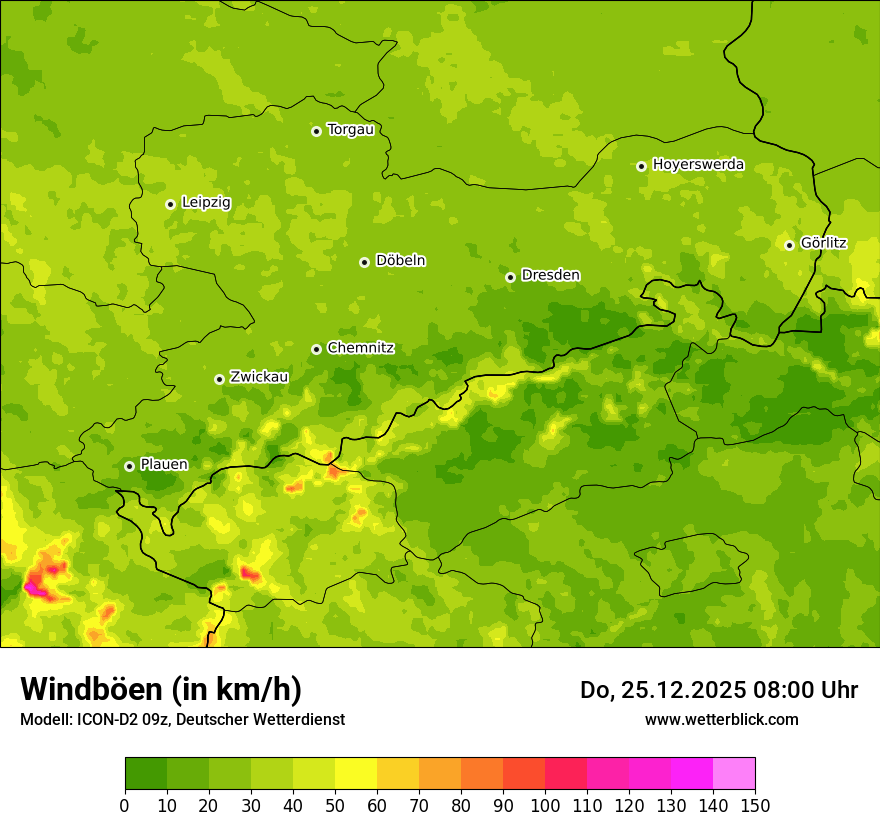 Modellkarten Windgeschwindigkeit