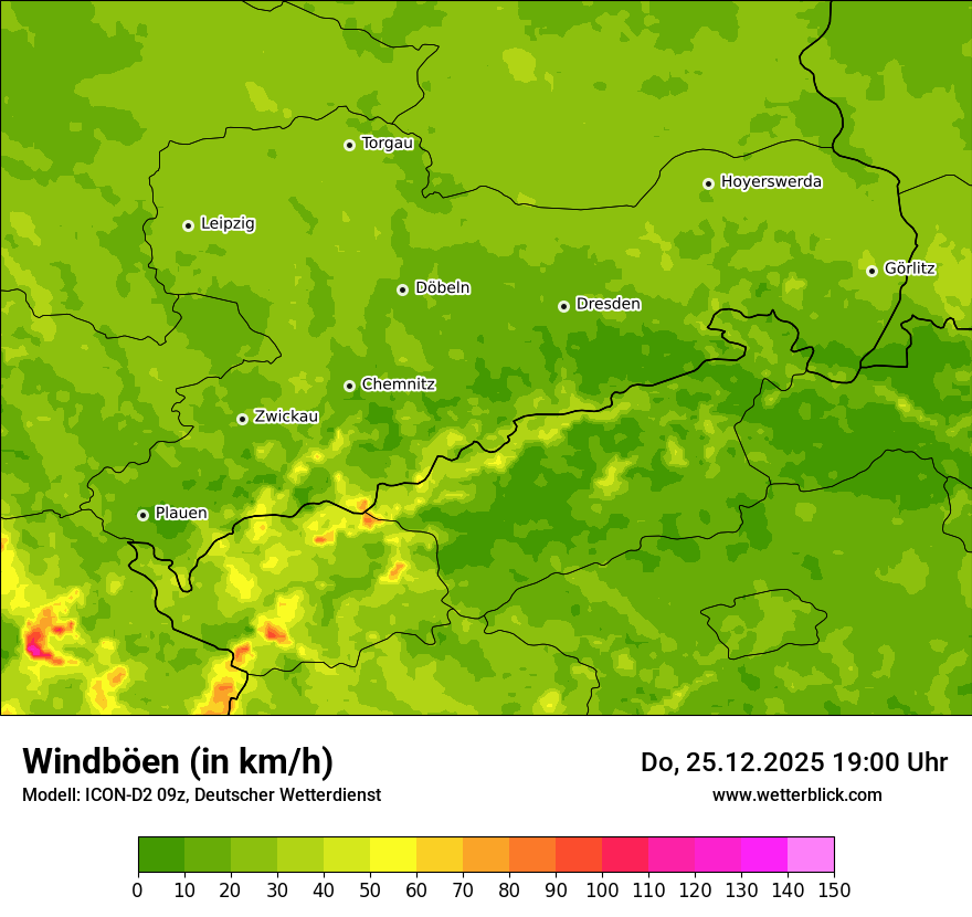Modellkarten Windgeschwindigkeit