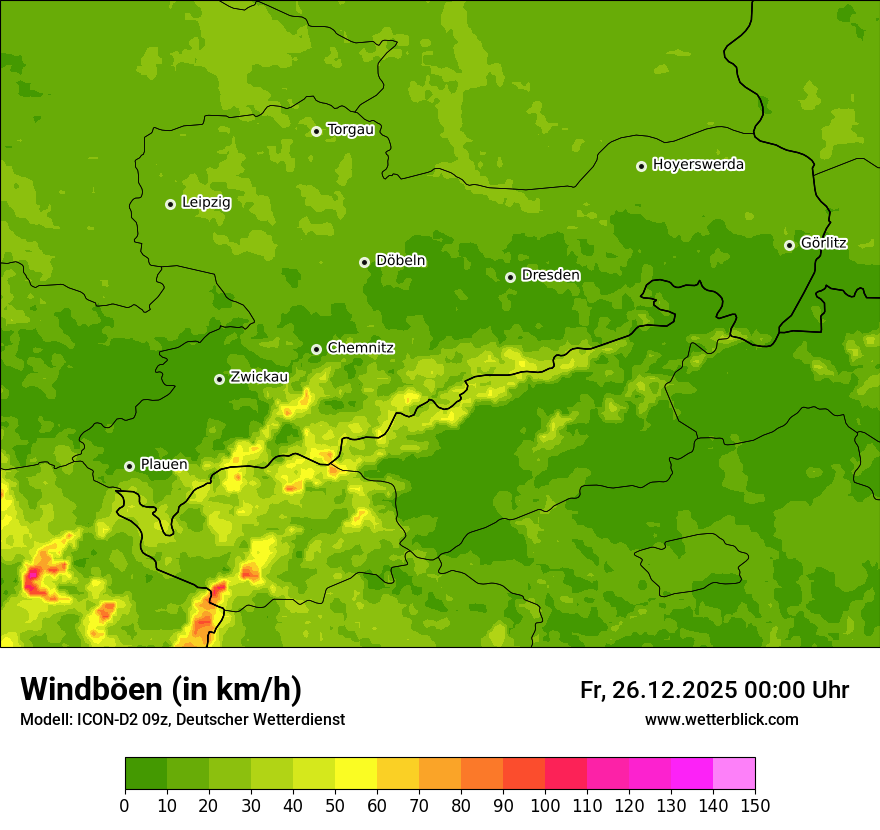 Modellkarten Windgeschwindigkeit