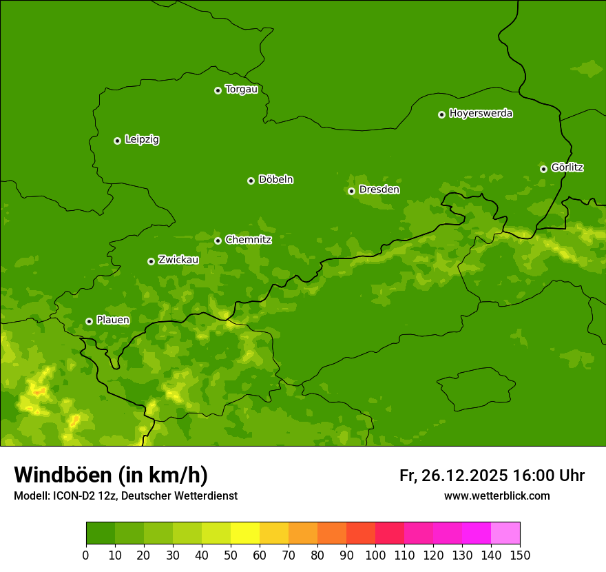 Modellkarten Windgeschwindigkeit