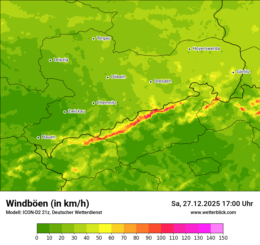 Modellkarten Windgeschwindigkeit