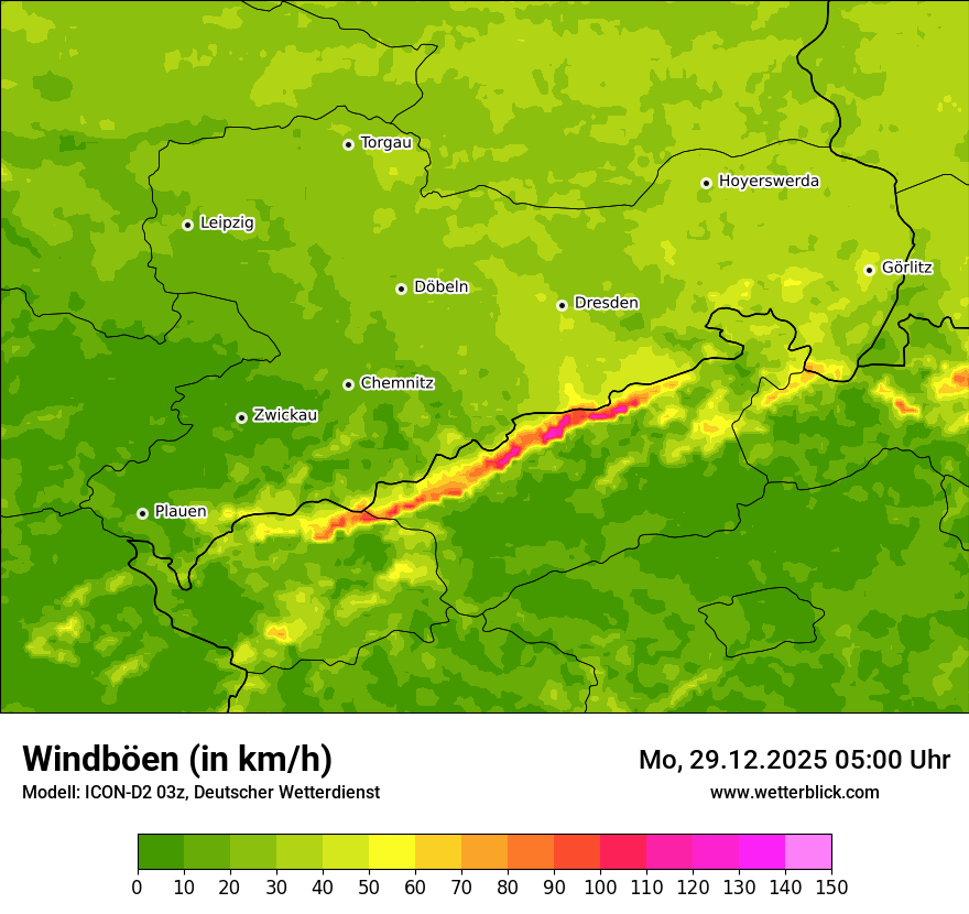 Modellkarten Windgeschwindigkeit