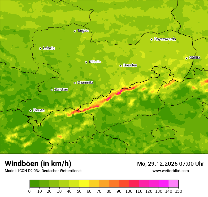 Modellkarten Windgeschwindigkeit