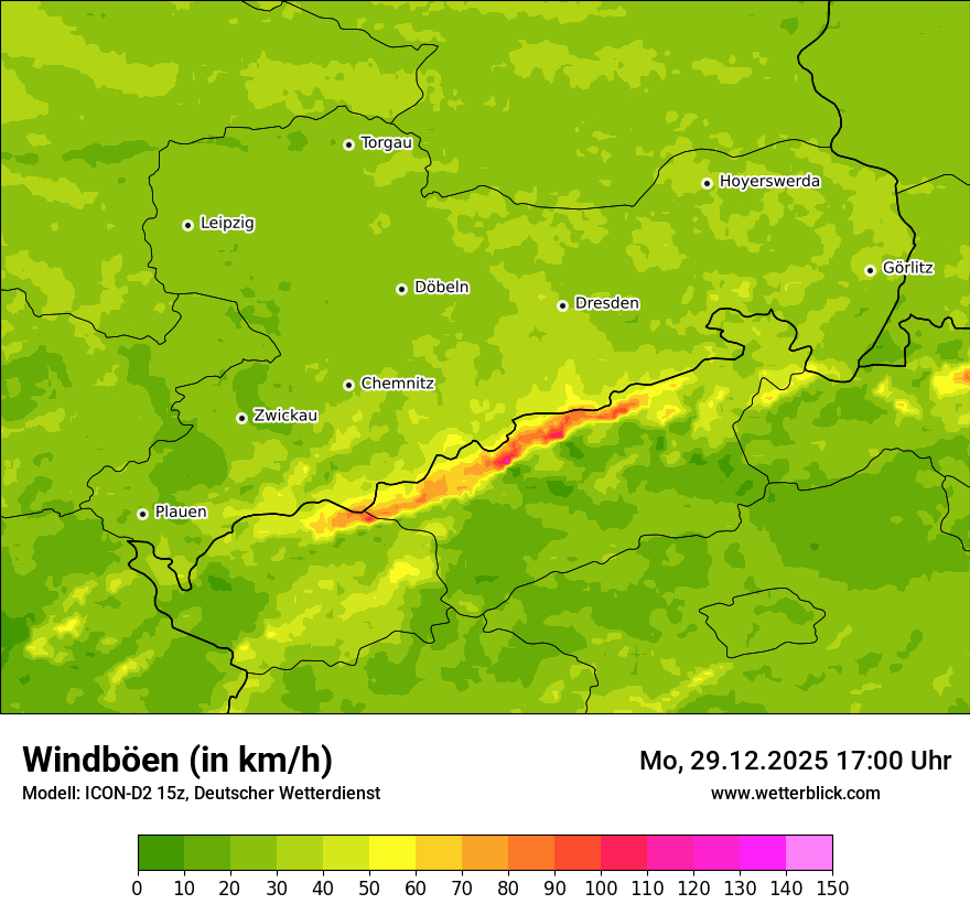 Modellkarten Windgeschwindigkeit